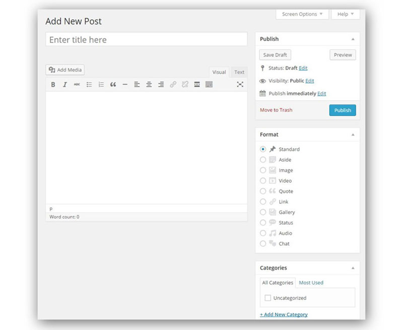 khung soạn thảo bài viết trong wordpress