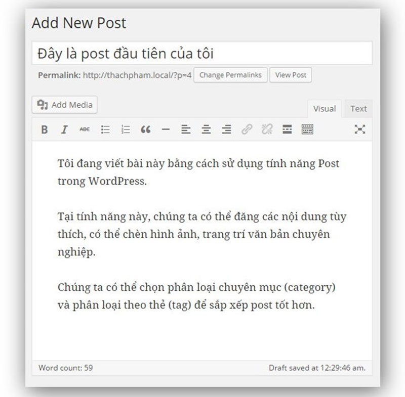 cách đăng bài viết cho website wordpress