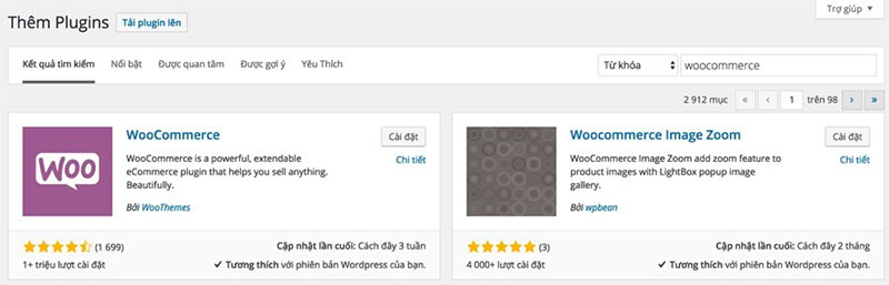 cài đặt woocommerce