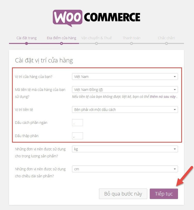 thiết lập thuộc tính cho woocommerce