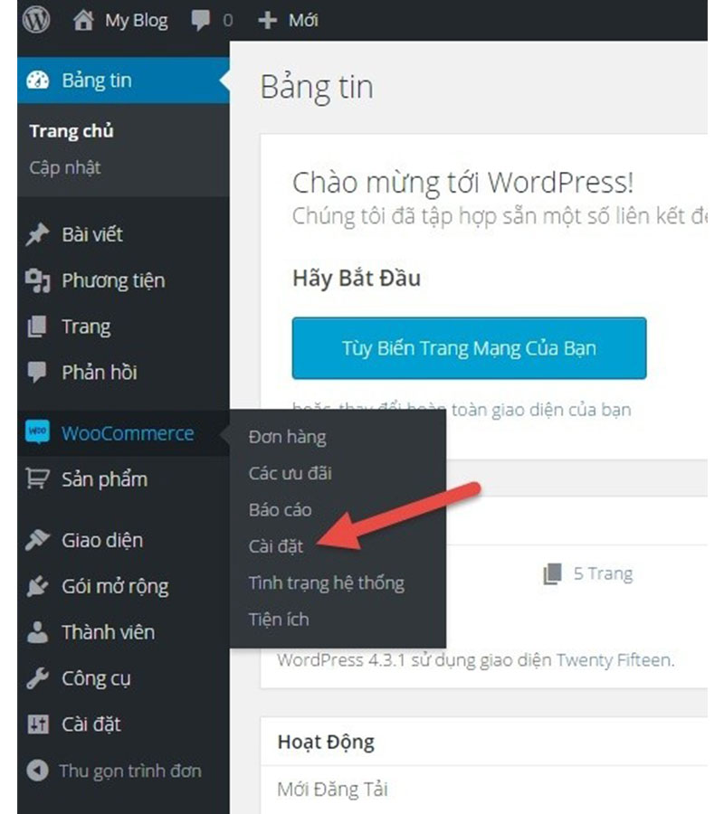 thiết lập thuộc tính cho woocommerce