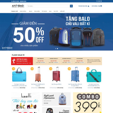 Theme wordpress flatsome bán balo