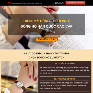 Theme wordpress flatsome landing page bán đồng hồ 02