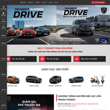 Theme wordpress flatsome bán xe Peugeot