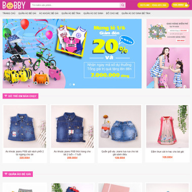 Theme wordpress flatsome bán đồ trẻ em 01